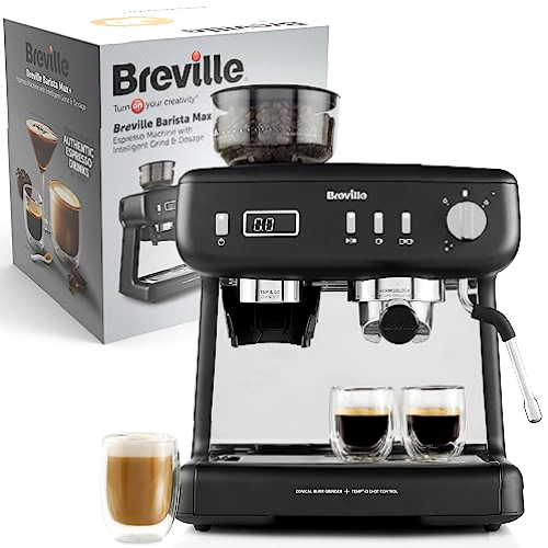 Barista Max+ Espresso de Breville, máquina de café con leche y capuchino| Molienda y dosificación inteligentes | Bomba italiana de 15 Bar|Negra [VCF152X]