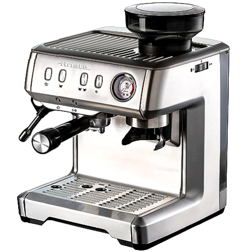 Ariete 1313 Cafetera Espresso de Metal Monodosis, 1600W, 15 Bars, 2 Litros,Café En Polvo Y Ese Pods, Cappuccino, Molinillo Integrado, Cuerpo Acero Inoxidable