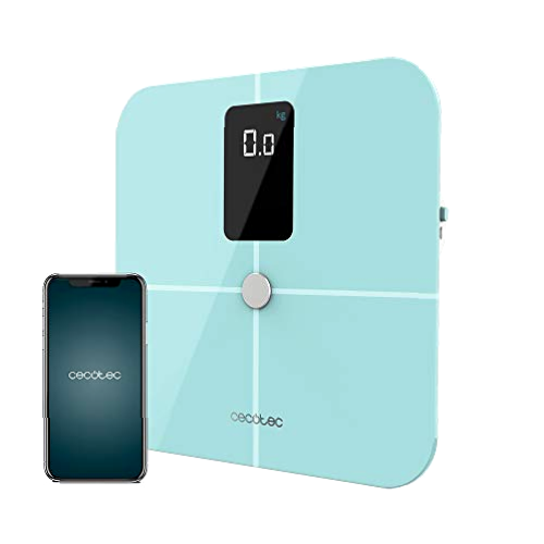 Cecotec Báscula de Baño inteligente Surface Precision 10400 Smart Healthy Vision Blue. Medición de Bioimpedancia, App, Gran Pantalla, 17 Parámetros