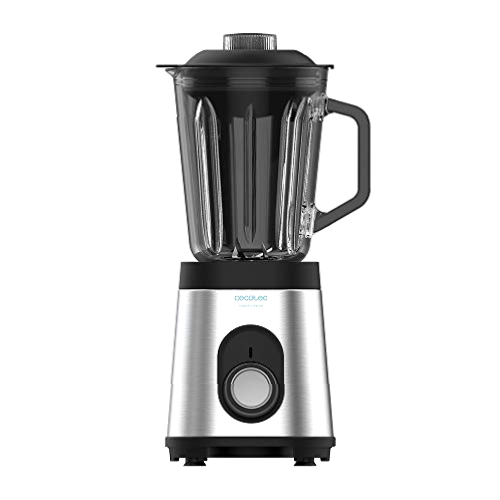 Cecotec Batidora de Vaso Power Black Titanium 1800MAX Inox. 1800W Máxima Potencia, Cuchilla de 6 hojas con Recubrimiento de Titanio Negro, 1,5L, 5 Velocidades + Función Pulse y Tapón dosificador