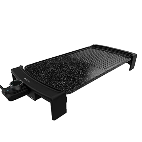 Cecotec Plancha de Asar Eléctrica Tasty&Grill 3000 RockWater MixGrill. 2600 W, Revestimiento Antiadherente, Superficie Mixta, Termostato Regulable, Apta para Lavavajillas