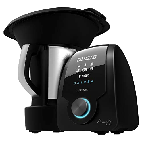 Cecotec Robot de Cocina Multifunción Mambo 9590. 1700 W, 30 Funciones, Cuchara MamboMix, Jarra Habana y Jarra de acero inoxidable de 3.3 L, Apta para lavavajillas, Báscula incorporada, Recetario