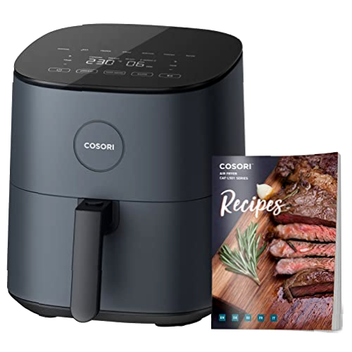 COSORI Freidora de Aire 4,7L, 75-230 °C, Air Fryer con 30+ Recetas en Español, 9 Programas, Diseño Moderno y Elegante, Freidora sin Aceite Silenciosa, Pantalla Táctil LED, Gris, L501