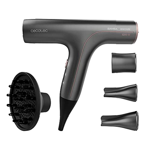 Cecotec Secador de pelo Ionico Bamba Ionicare 6000 RockStar Soft Pro. Motor Digital, Bajo Consumo, Iones Reales, Extreme Protect, Función Autolimpieza, 4 Accesorios