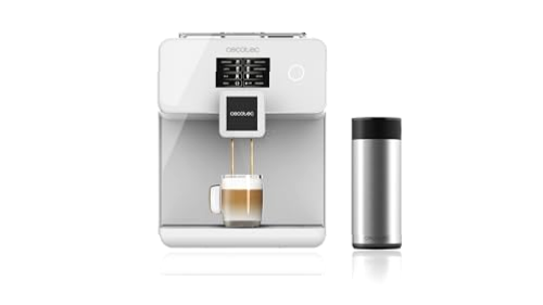 Cecotec Depósito leche, Pantalla táctil, Café personalizable, Tecnología ForceAroma, 19 bares de presión, Serie Bianca, Sin café