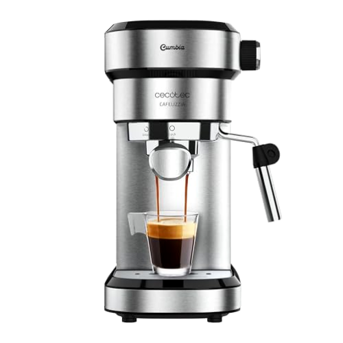 Cecotec Cafetera Express Cafelizzia 790 Steel para Espressos y Cappuccinos. 1350 W, Brazo portafiltros con Doble Salida y Dos filtros, 20 Bares de Presión, Depósito Extraíble de 1,2L, Acero