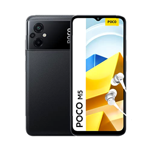 Xiaomi MZB0C9MEU Poco M5 Smartphone Pantalla de 6.58” 90Hz FHD+ DotDrop, MediaTek Helio G99, Triple Cámara de 50MP con IA, 5000mAh, NFC, Color Negro, 4 + 64 GB