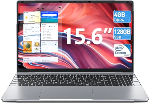 SGIN 15,6 Pulgadas Portátil 4 GB DDR4 128 GB SSD, N4000 Celeron Doble Núcleo, 2xUSB 3.0, WiFi, Bluetooth 4.2, HD 1366 * 768 La Ordenador portátil se Envía con Una Película para Teclado en 8 Idiomas