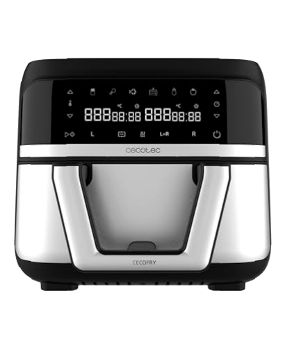 Cecotec Freidora de Aire sin Aceite de 9 L Cecofry Dual 9000 Air Fryer. 2850 W, Digital y Compacta, Temperatura Dual, Tecnología PerfectCook, Opción de dividir la Cubeta en 2 de 4,5L, 6 Modos